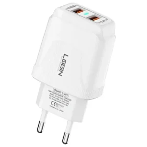 Login L-401 2.4A 2 USB Port Charger With Type-C Cable